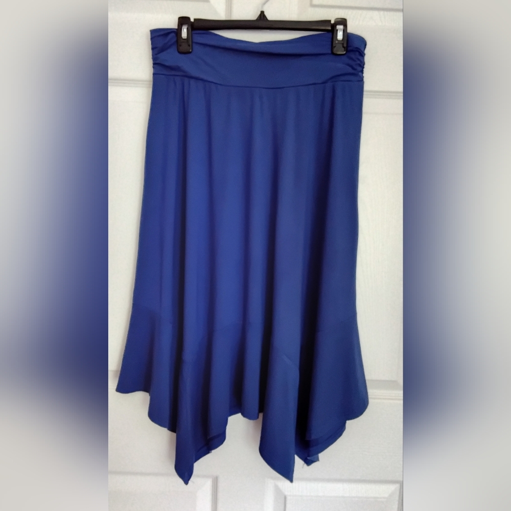 DJT Elegant Blue Handkerchief Hem Women’s Skirt